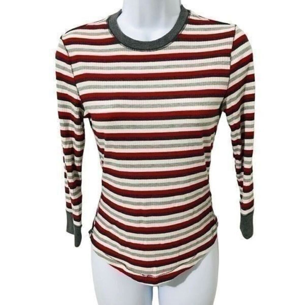 Free people stripe short Quarter sleeve top size S  A389